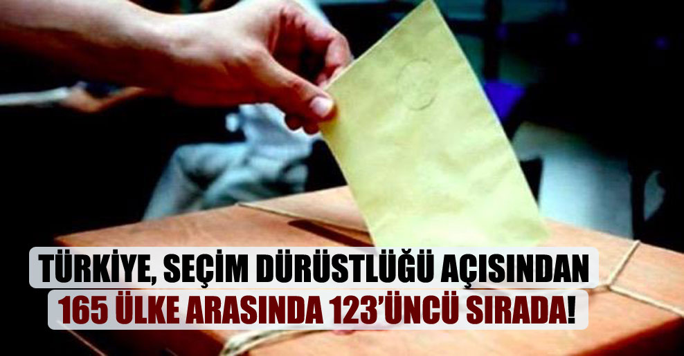 Türkiye, seçim dürüstlüğü açısından 165 ülke arasında 123’üncü sırada!