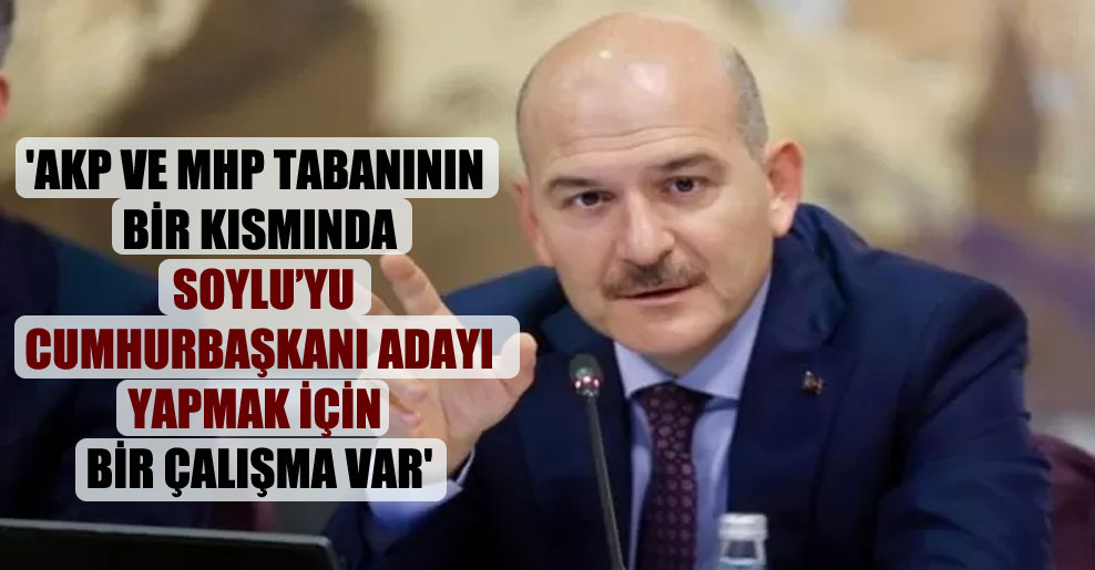 ‘AKP ve MHP tabanının bir kısmında Soylu’yu cumhurbaşkanı adayı yapmak için bir çalışma var’