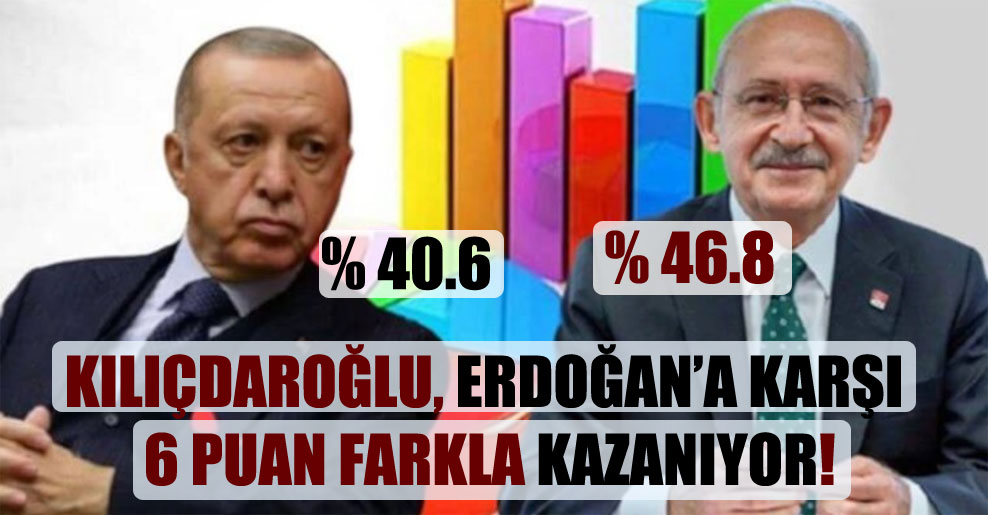 Kılıçdaroğlu, Erdoğan’a karşı 6 puan farkla kazanıyor!