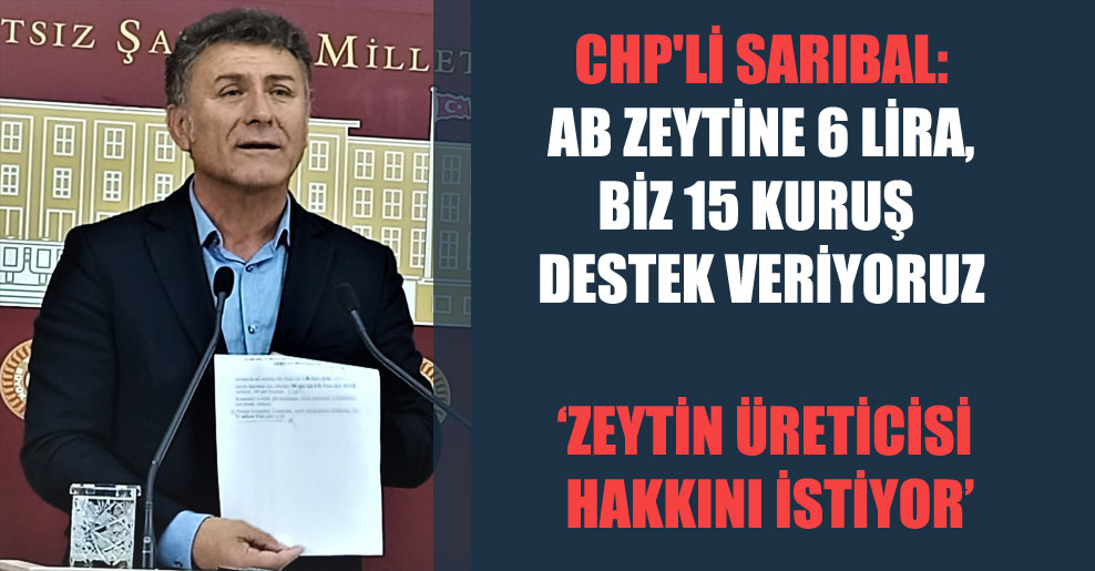 CHP’li Sarıbal: AB zeytine 6 lira, biz 15 kuruş destek veriyoruz