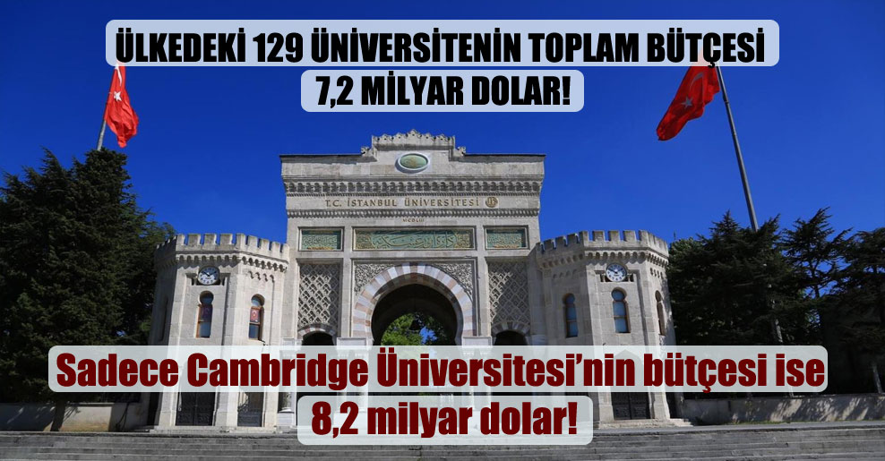 Ülkedeki 129 üniversitenin toplam bütçesi 7,2 milyar Dolar!