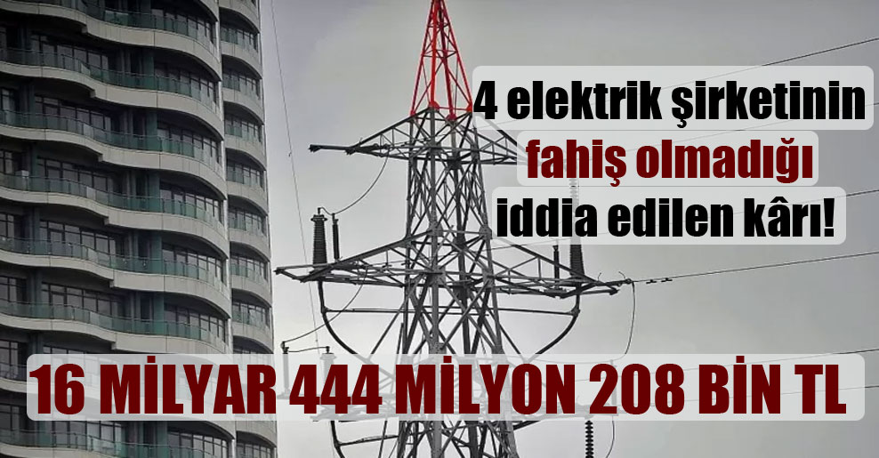 4 elektrik şirketinin fahiş olmadığı iddia edilen kârı: 16 milyar 444 milyon 208 bin TL