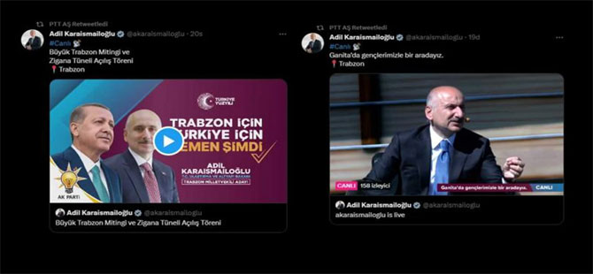PTT sosyal medya hesabından AKP mitingini paylaştı!