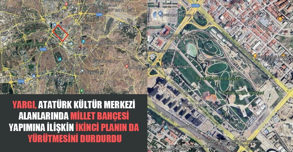 Yargı, Atatürk Kültür Merkezi alanlarında Millet Bahçesi yapımına ilişkin ikinci planın da yürütmesini durdurdu
