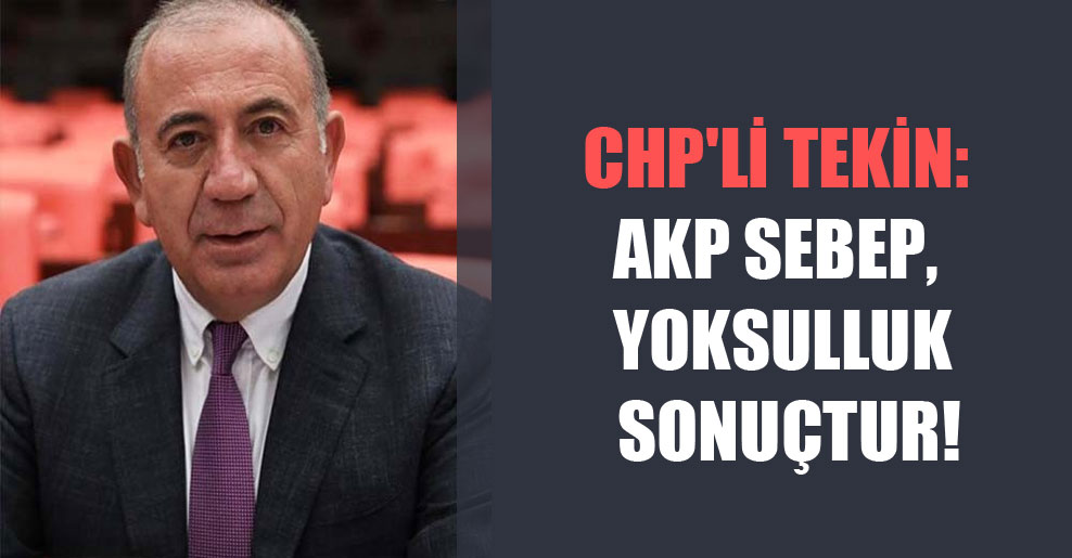 CHP’li Tekin: AKP sebep, yoksulluk sonuçtur!
