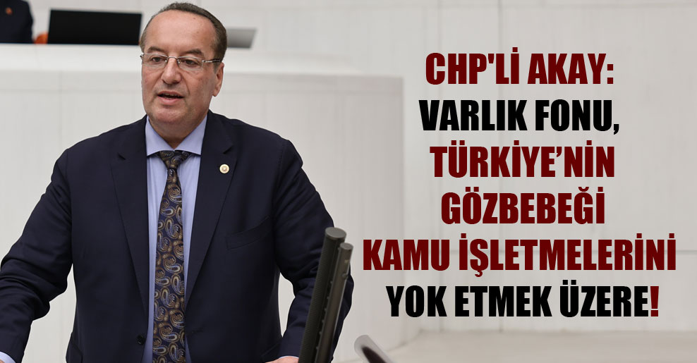 CHP’li Akay: Varlık Fonu, Türkiye’nin gözbebeği kamu işletmelerini yok etmek üzere!