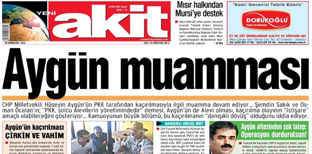 Yeni Akit CHP'li Aygün'ü PKK ile iştişare yapmakla suçladı!
