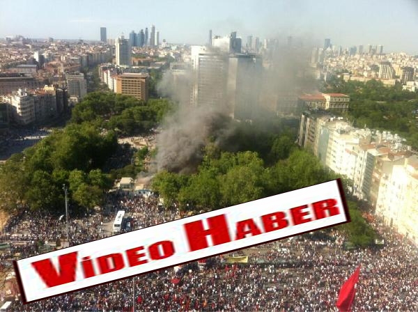 Gezi Parkı yanındaki şantiye'de yangın