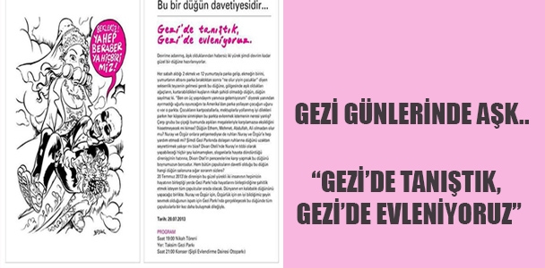 Gezi günlerinde aşk… "Gezi'de tanıştık, Gezi'de evleniyoruz"