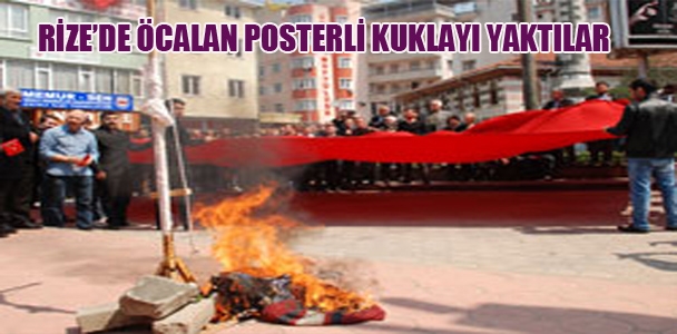Rize'de Öcalan posterli kuklayı yaktılar