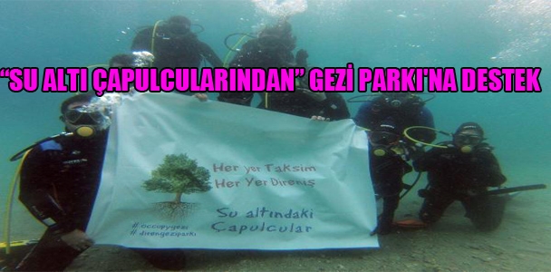 "Su altı çapulcularından" Gezi Parkı'na destek