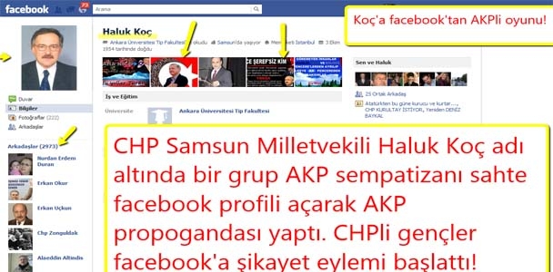 Facebookta sahte Haluk Koç ile AKP propogandası